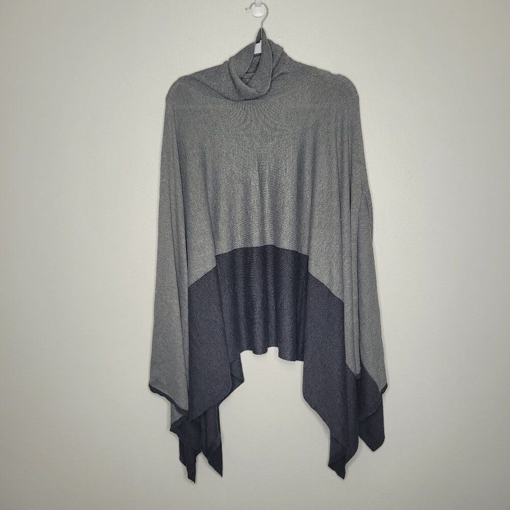 Kerisma gray two tone cashmere blend turtleneck poncho shawl NWT